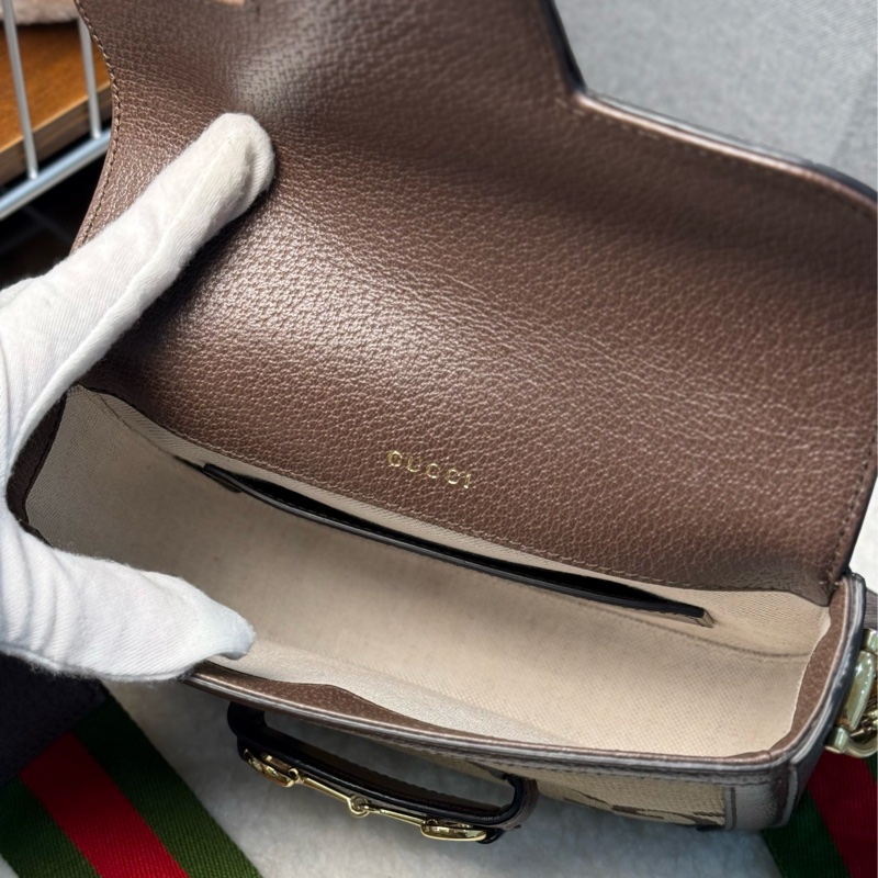 GUCCI Horsebit 1955馬銜釦小款翻蓋包/斜背包-10