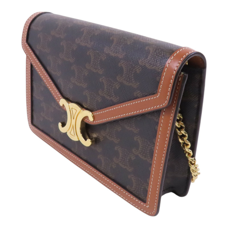 CELINE Triomphe帆布Margo金扣鏈帶肩背袋-2