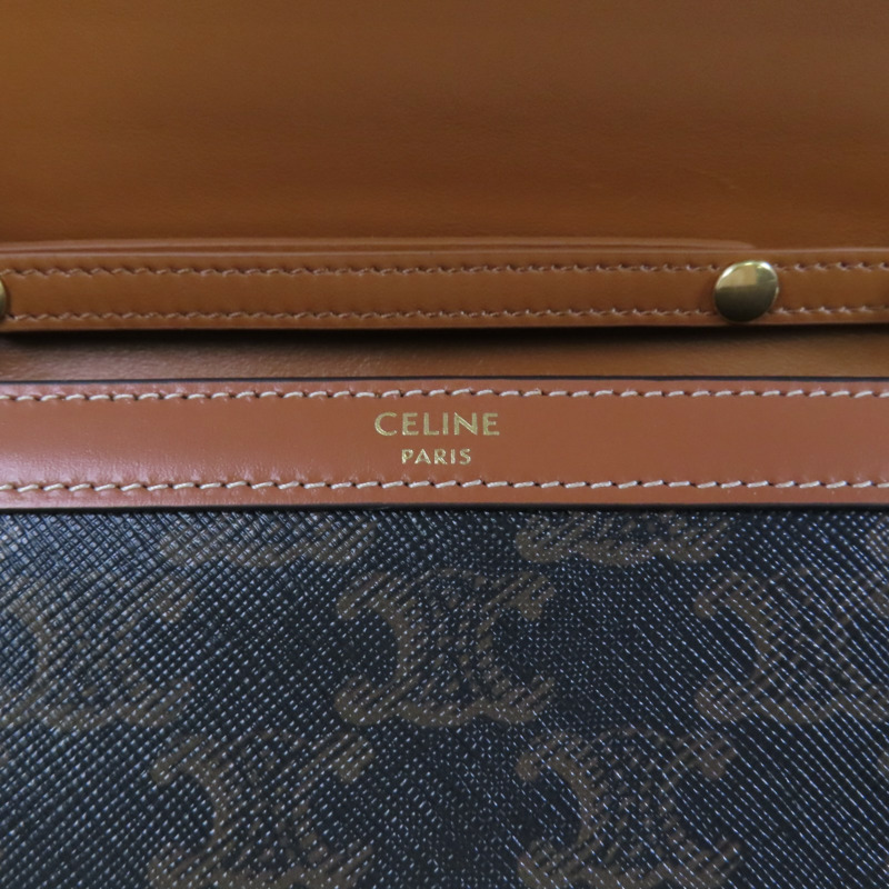 CELINE Triomphe帆布Margo金扣鏈帶肩背袋-5