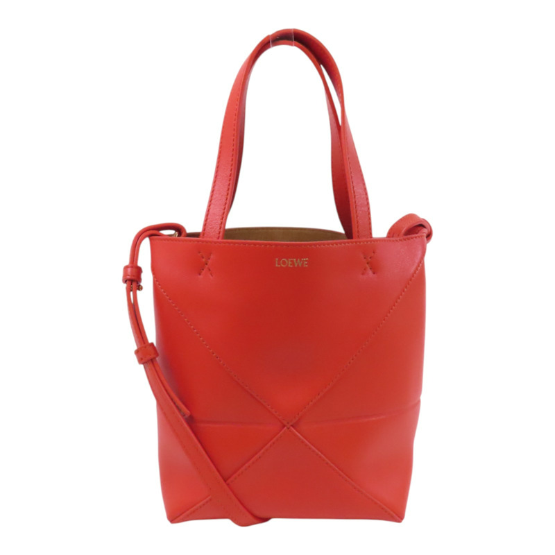 LOEWE 牛皮皮革Mini Puzele Fold Tote金扣手挽肩背兩用袋-0