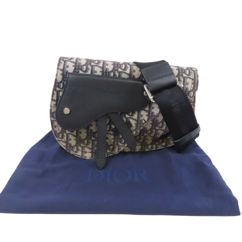 Dior Oblique帆布Saddle Messenger銀扣肩背袋-9