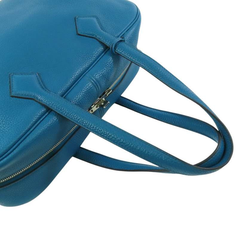 HERMES Clemence皮革Victoria銀扣手挽袋-7