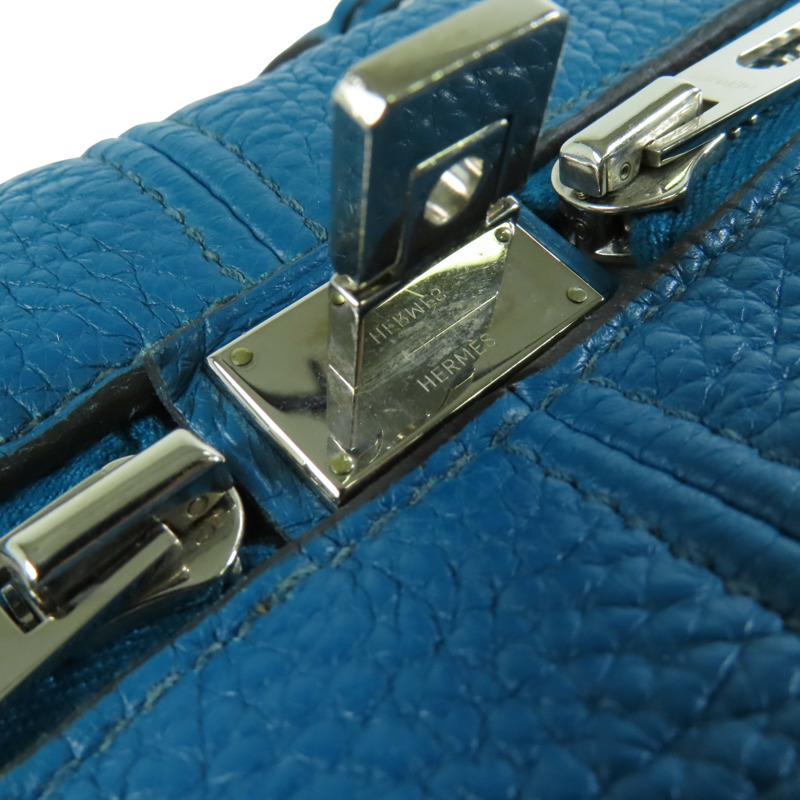 HERMES Clemence皮革Victoria銀扣手挽袋-8