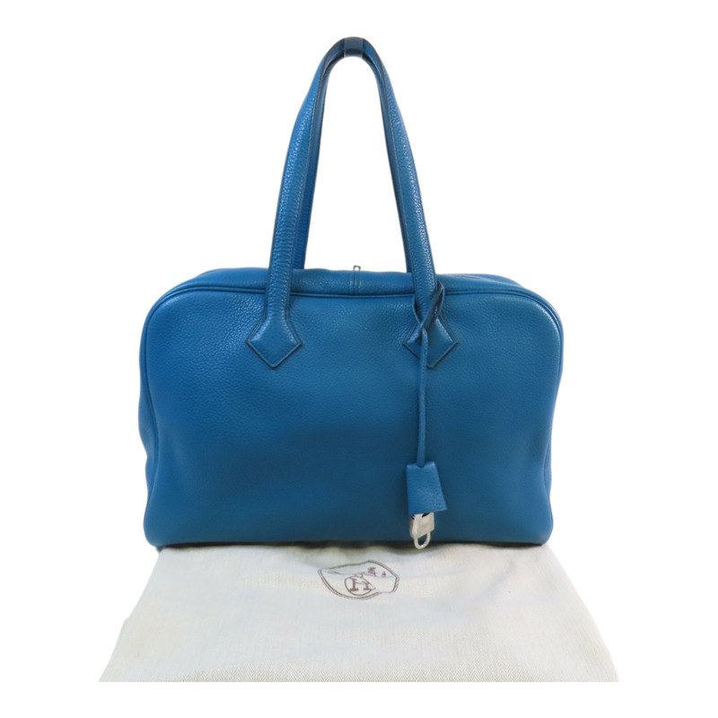 HERMES Clemence皮革Victoria銀扣手挽袋-9