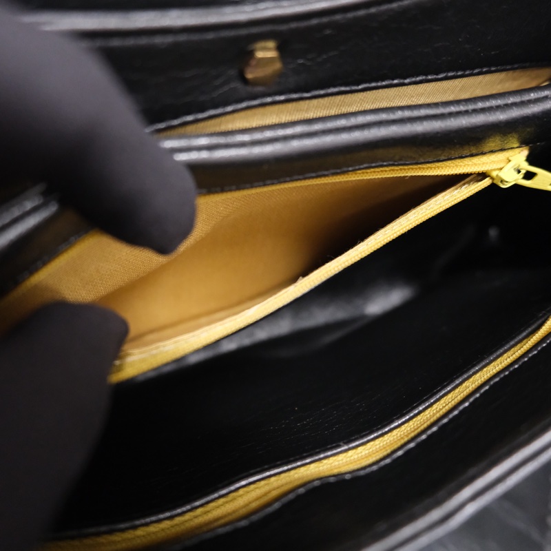 Dior Leather Vintage 2Way Handbag Black Gold 迪奧中古黑金皮款兩用手提包-19