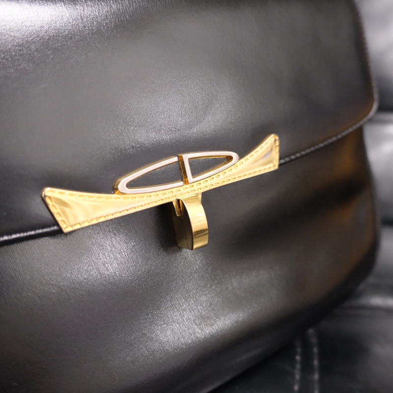 Dior Leather Vintage 2Way Handbag Black Gold 迪奧中古黑金皮款兩用手提包-26