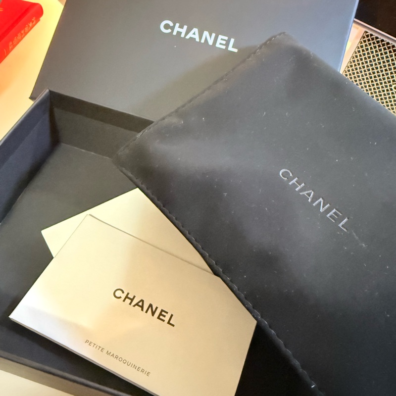 Chanel 小羊皮 黑金 三折短夾-4