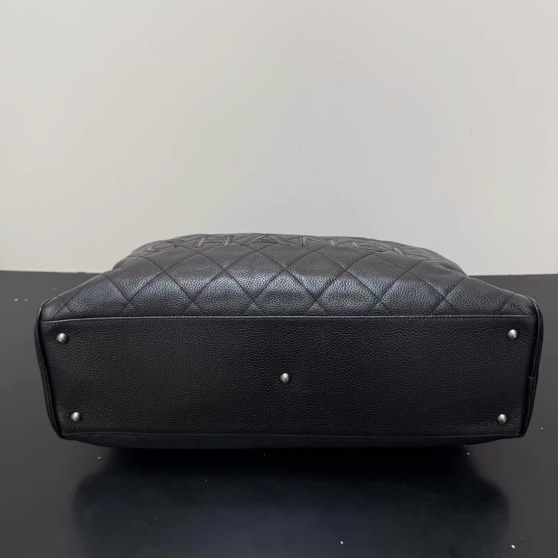 Chanel香奈兒中古款黑色魚子醬手提包保齡球包 無配件 無卡-3