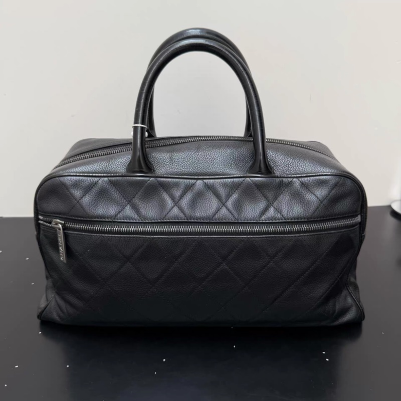 Chanel香奈兒中古款黑色魚子醬手提包保齡球包 無配件 無卡-4