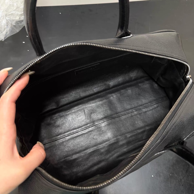 Chanel香奈兒中古款黑色魚子醬手提包保齡球包 無配件 無卡-5