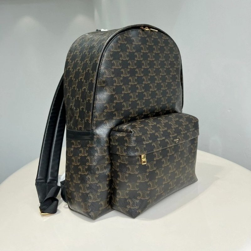 🎉新品好折扣✨Celine 188382 標誌印花牛皮革中號背包 棕黑色-4