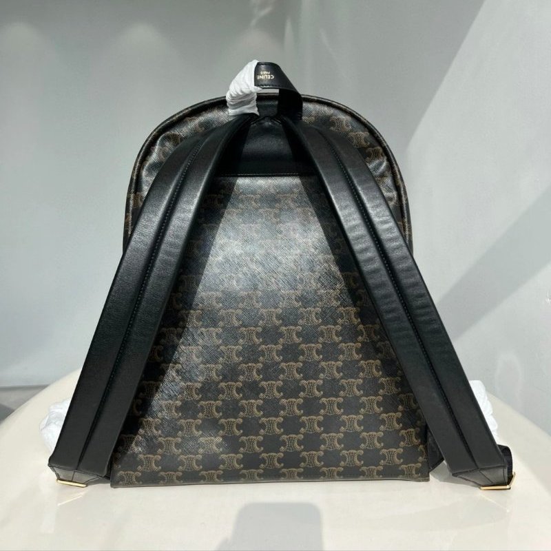 🎉新品好折扣✨Celine 188382 標誌印花牛皮革中號背包 棕黑色-5