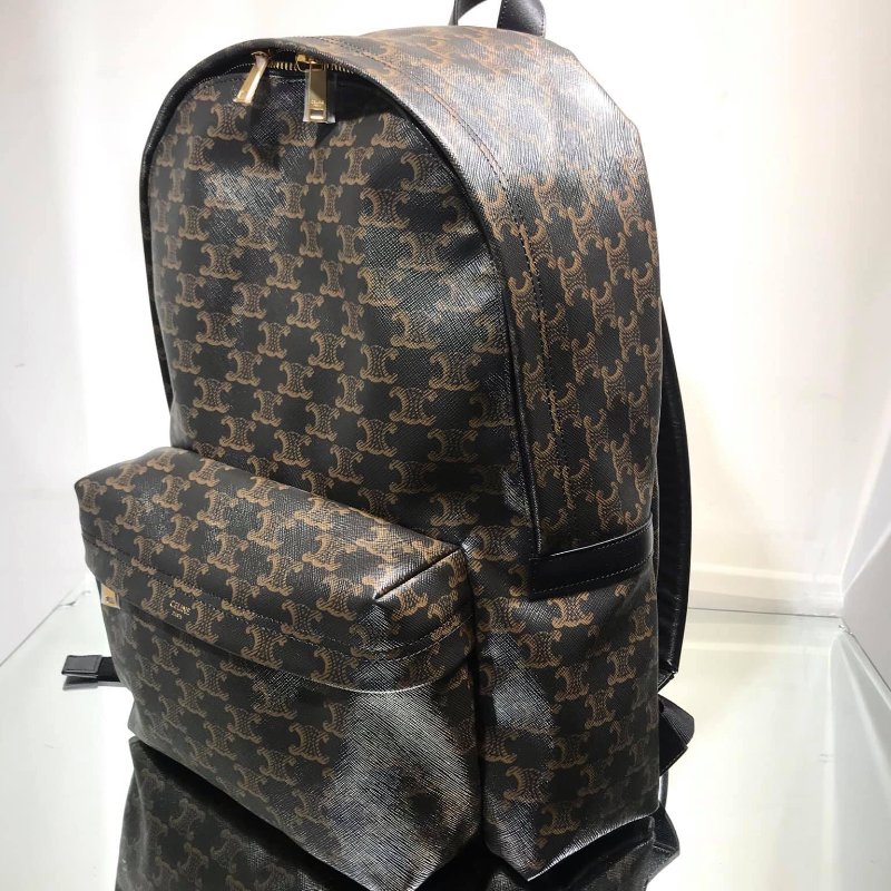 🎉新品好折扣✨Celine 188382 標誌印花牛皮革中號背包 棕黑色-14