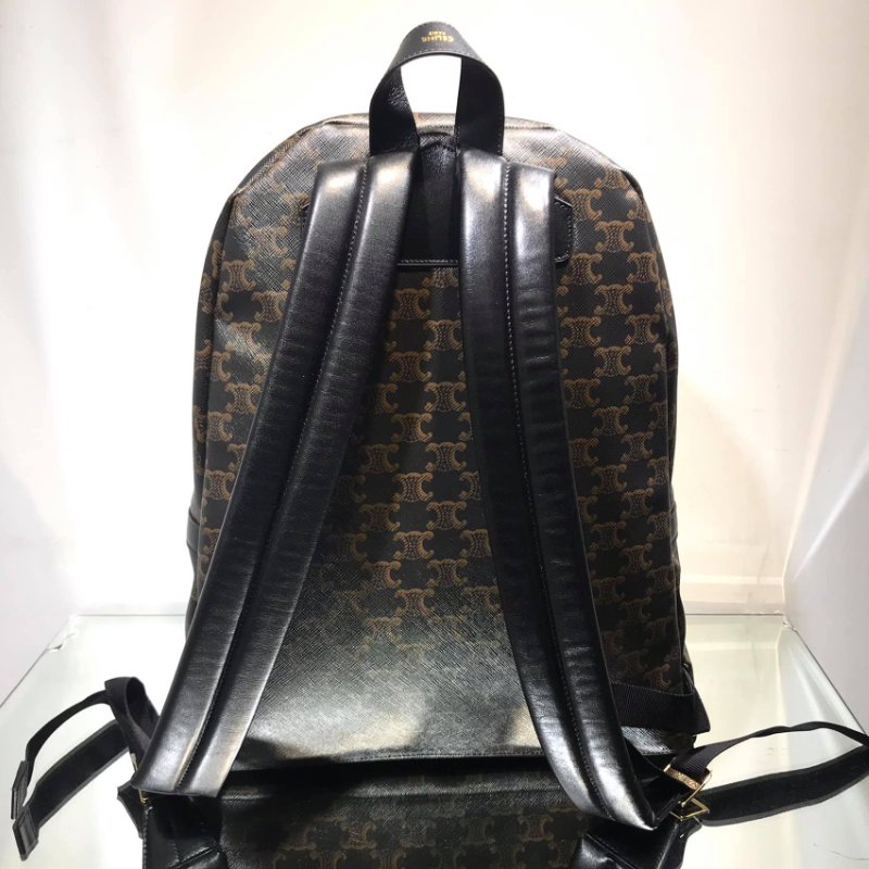 🎉新品好折扣✨Celine 188382 標誌印花牛皮革中號背包 棕黑色-17