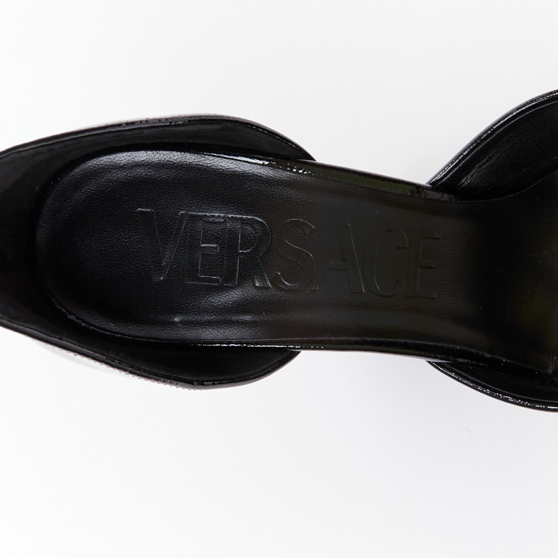 VERSACE Runway Aevitas 155 black patent gold crystal Medusa platform EU38.5-9
