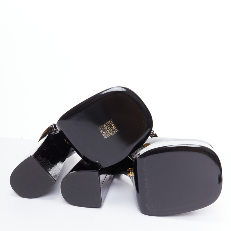 VERSACE Runway Aevitas 155 black patent gold crystal Medusa platform EU38.5-10