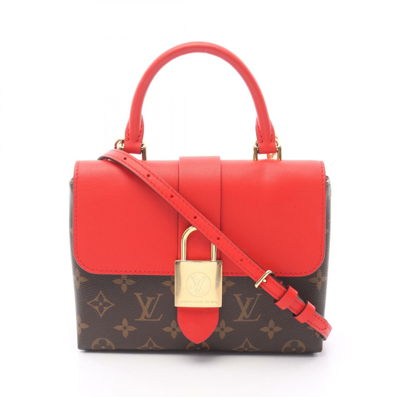 LOUIS VUITTON 單肩包 手提包 M44322 Monogram 帆布 皮革 棕色 紅色 二手 LV-0