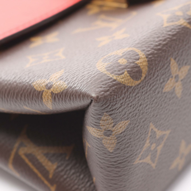 LOUIS VUITTON 單肩包 手提包 M44322 Monogram 帆布 皮革 棕色 紅色 二手 LV-7