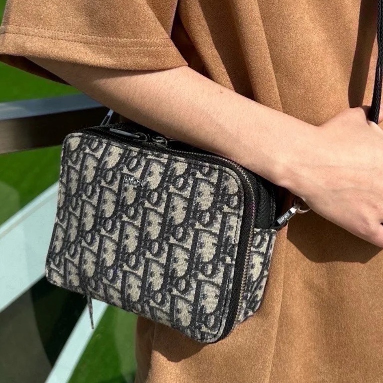 99新帶膜🈶購證😍Dior經典老花男款相機包斜挎單肩包-0