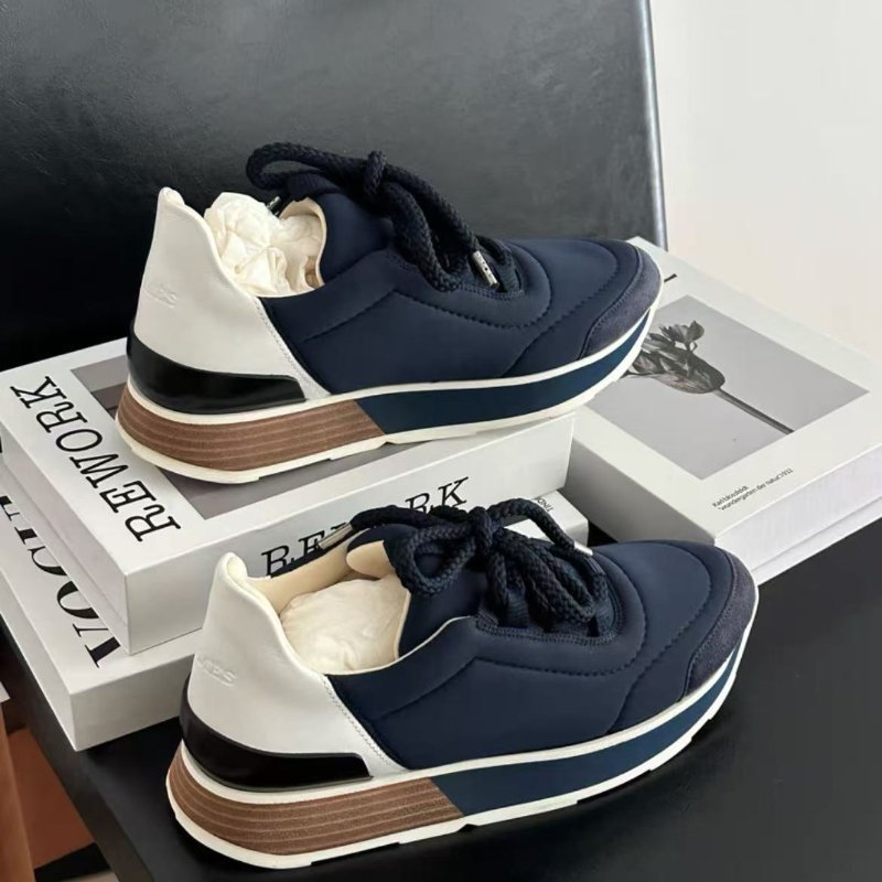 hermes 深藍色太空棉休閒厚底增高運動鞋 35號 全新配件盒子塵袋-3