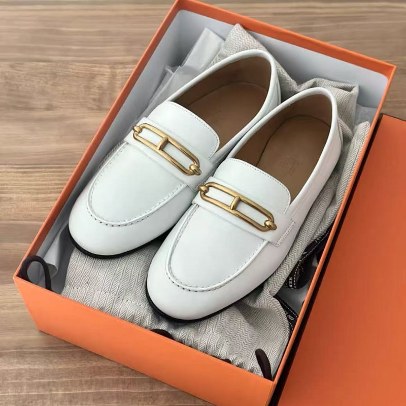 Hermes 白金豬鼻子平底樂福鞋36號 全新配件塵袋-1