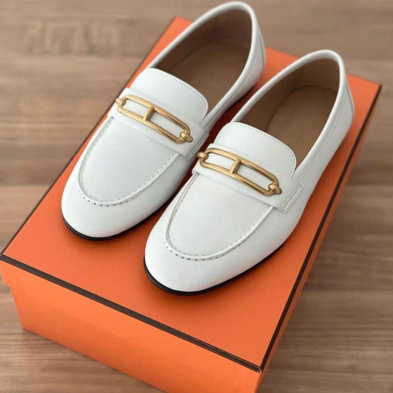 Hermes 白金豬鼻子平底樂福鞋36號 全新配件塵袋-2