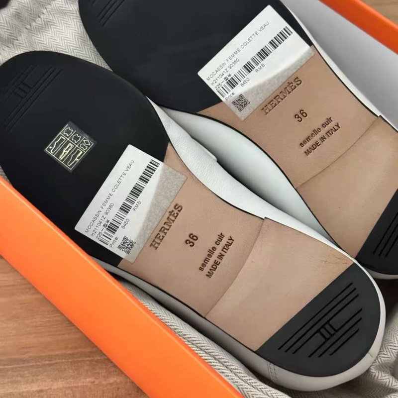 Hermes 白金豬鼻子平底樂福鞋36號 全新配件塵袋-4
