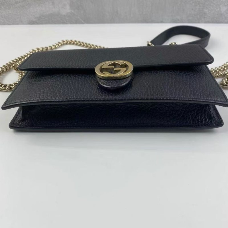 GUCCI Closure Chain 黑色woc斜背包19 x 10 x 3.5 98新配件塵袋-4