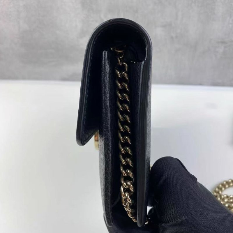 GUCCI Closure Chain 黑色woc斜背包19 x 10 x 3.5 98新配件塵袋-7