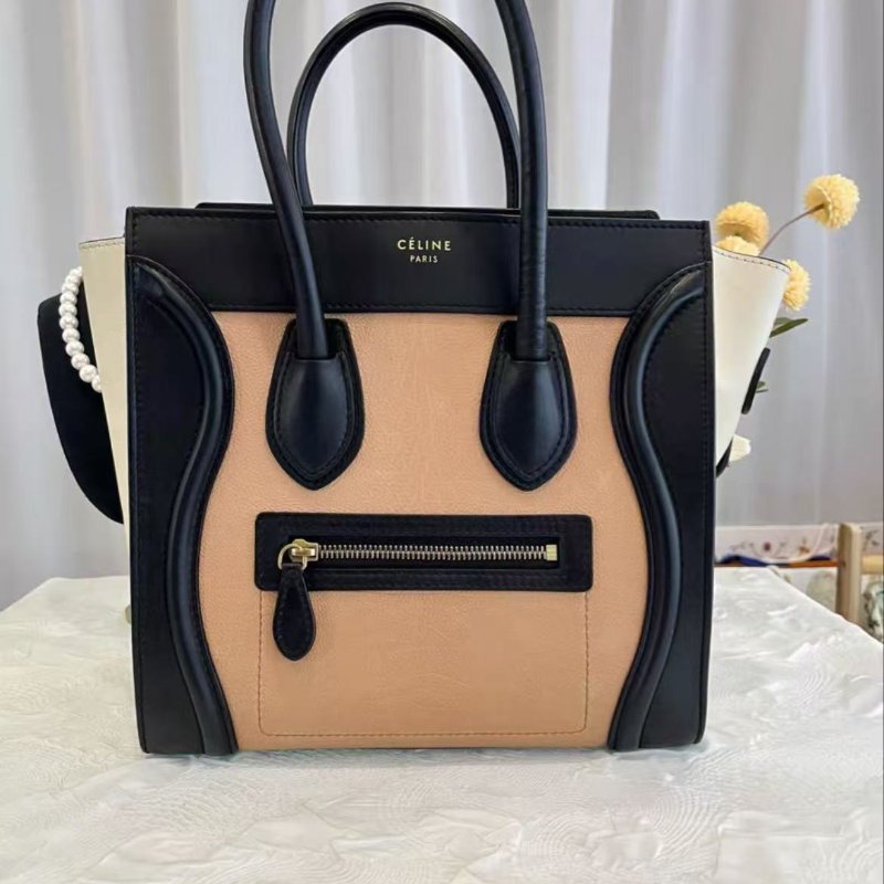 Celine 撞色笑臉包 中號 26*27*13 98新 配件塵袋-0