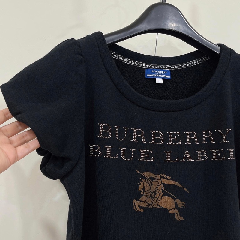 Burberry 藍標 珠珠字母燙金戰馬毛圈上衣-3