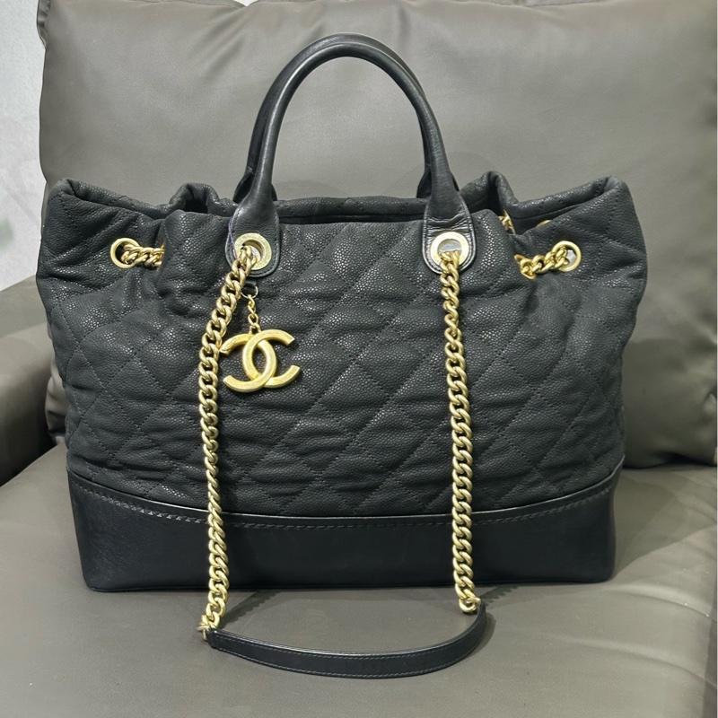 Chanel 香奈儿 黑金荔枝纹 手提单肩-0