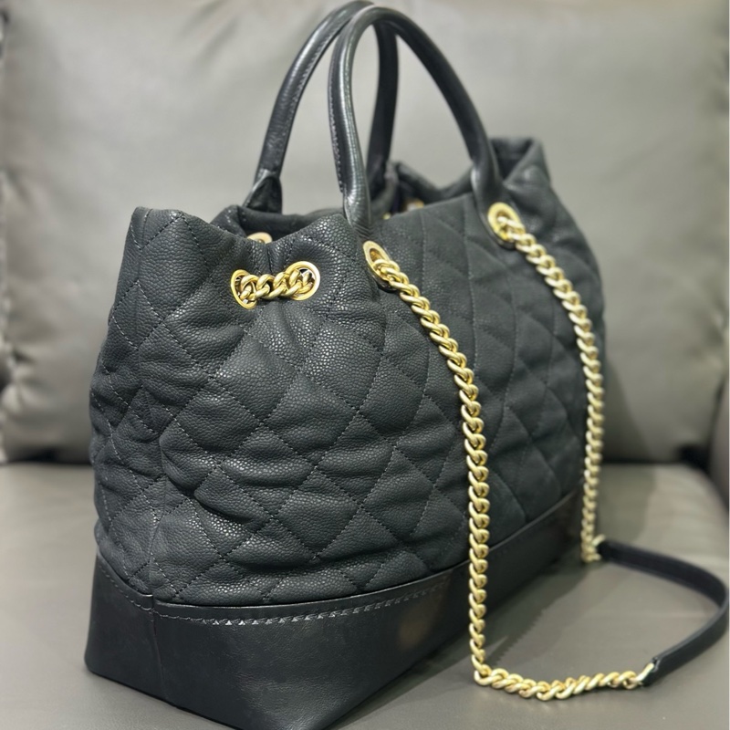 Chanel 香奈儿 黑金荔枝纹 手提单肩-2