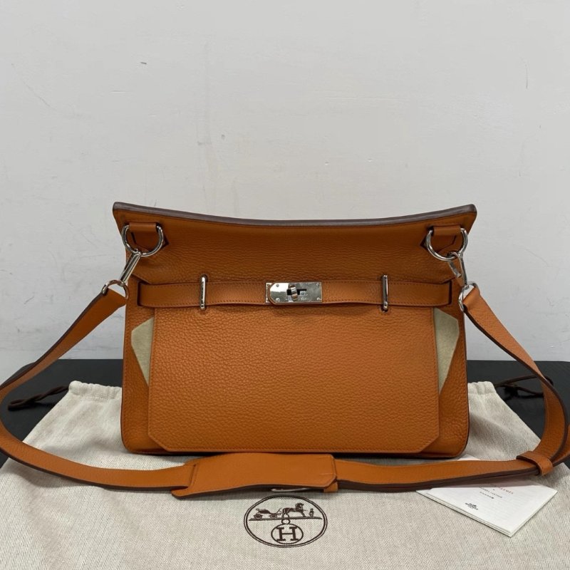 HERMES Jypsiere 火焰橙9J銀扣肩背斜背包 23*17*5 98新配件塵袋-0