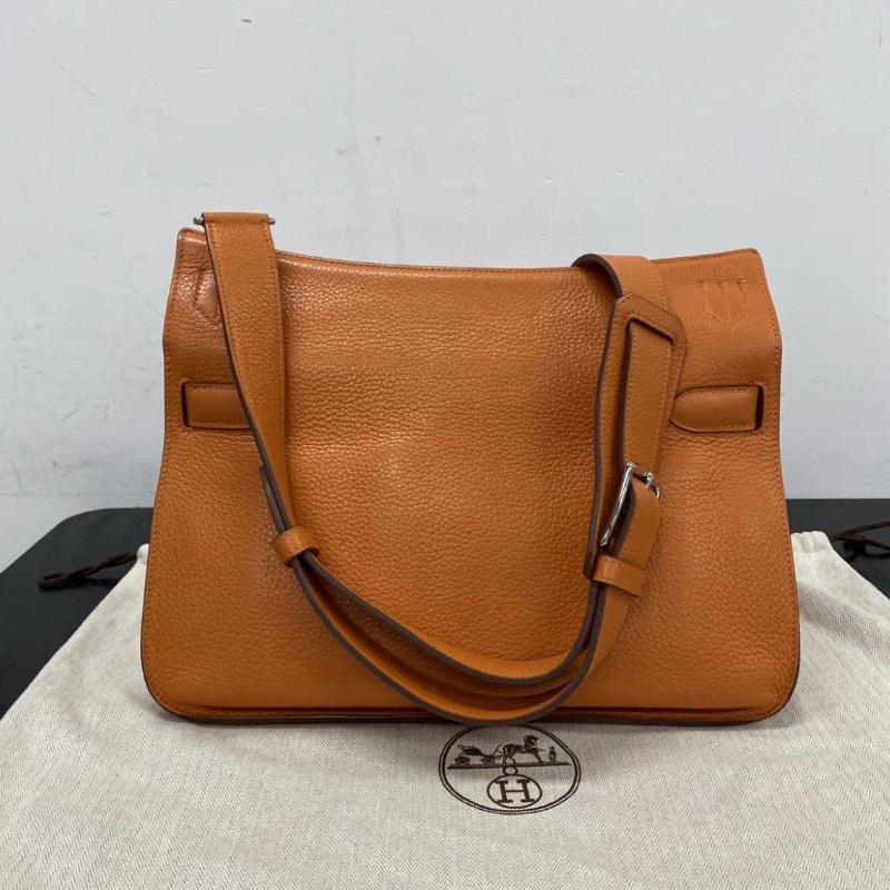 HERMES Jypsiere 火焰橙9J銀扣肩背斜背包 23*17*5 98新配件塵袋-5