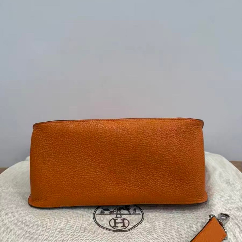 HERMES Jypsiere 橙色銀扣肩背斜背包 23*17*5 98新配件塵袋-1