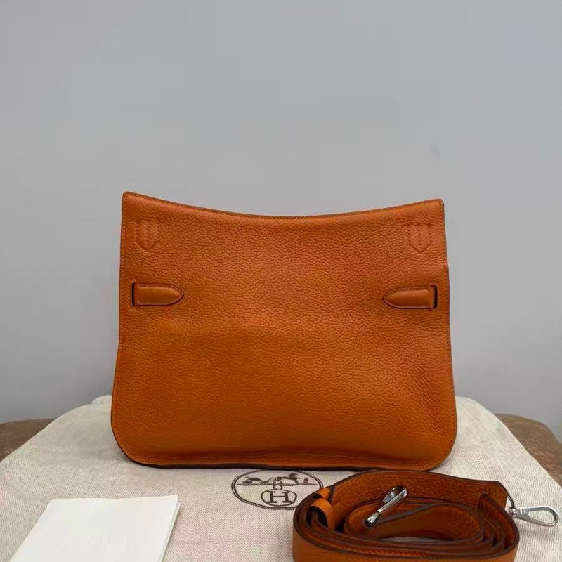 HERMES Jypsiere 橙色銀扣肩背斜背包 23*17*5 98新配件塵袋-2
