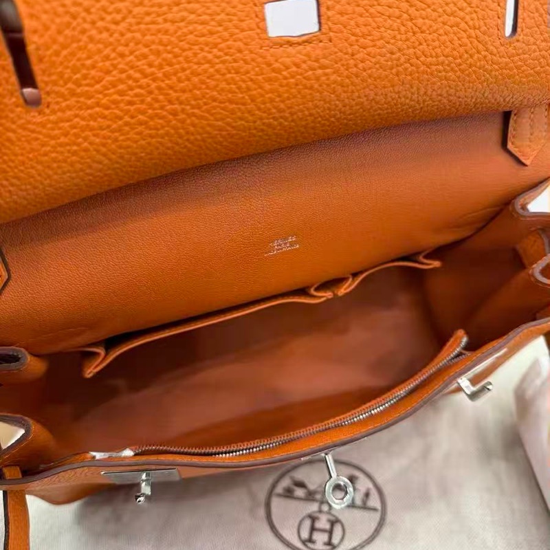 HERMES Jypsiere 橙色銀扣肩背斜背包 23*17*5 98新配件塵袋-4