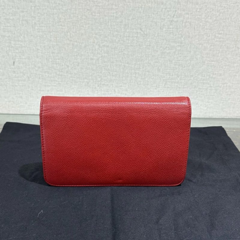 CHANEL 紅銀雙C大logo荔枝牛woc鏈條包 19*12*4 98新配件盒子塵袋-5