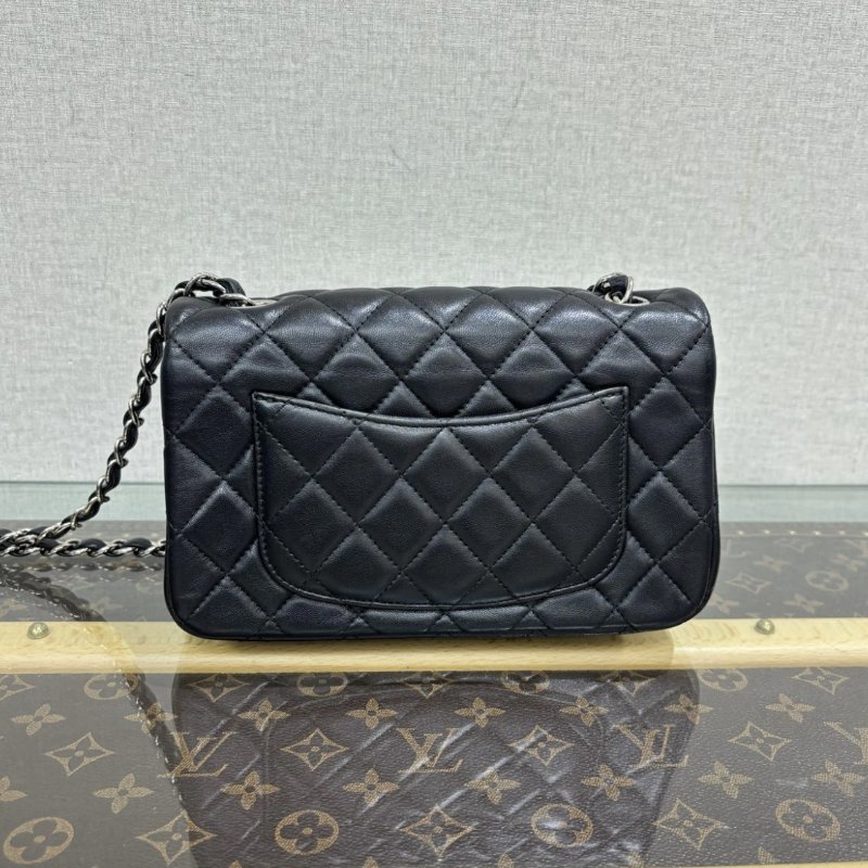 CHANEL 黑色銀扣鏈條菱格紋皮穿鏈mini30 20.5*12*8 98新配件盒子塵袋-4