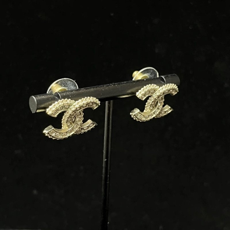 CHANEL 雙C水滴銀色珍珠耳釘 98新配件盒子-2