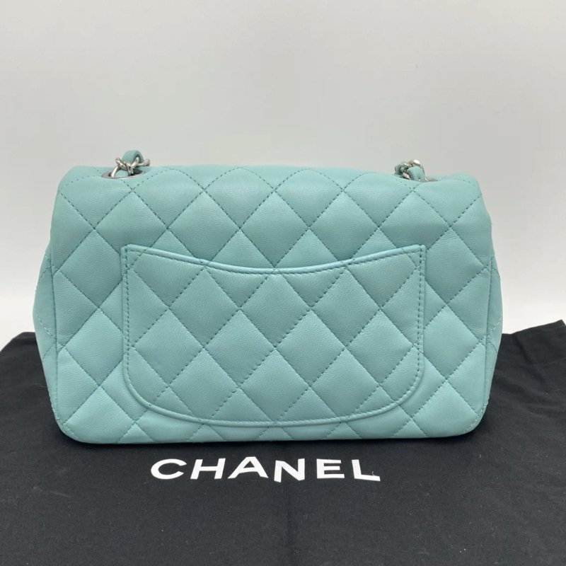 CHANEL Tiffany藍銀扣大mini 20*12*6 98新配件塵袋保卡-5