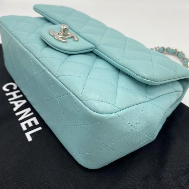 CHANEL Tiffany藍銀扣大mini 20*12*6 98新配件塵袋保卡-2