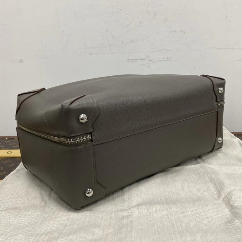 HERMES 灰銀扣maxibox保齡球手提包 36*22*15 98新配件塵袋-4