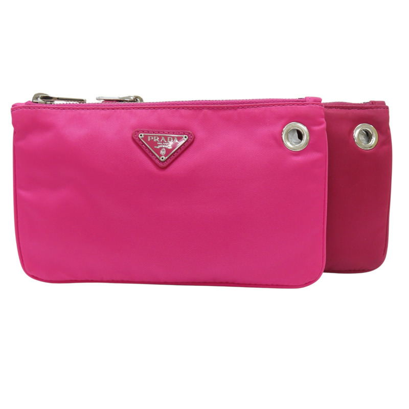 粉色 尼龍帆布 手拿包-0