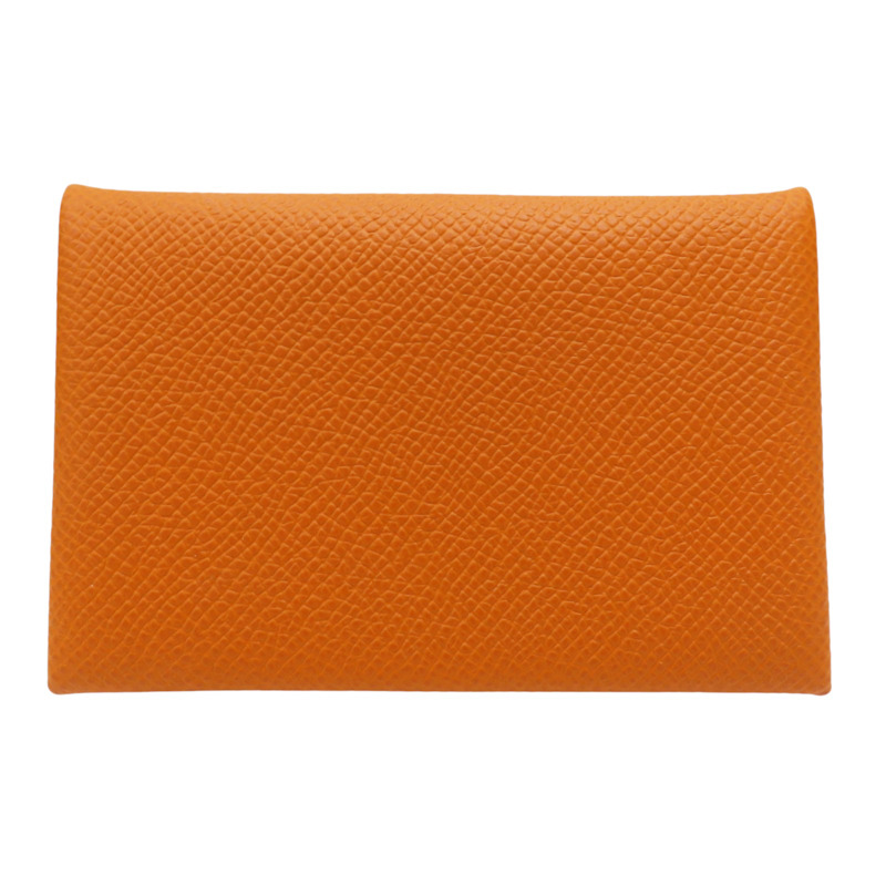 橘色 Epsom牛皮 Calvi Duo 扣式零錢包 B刻-0