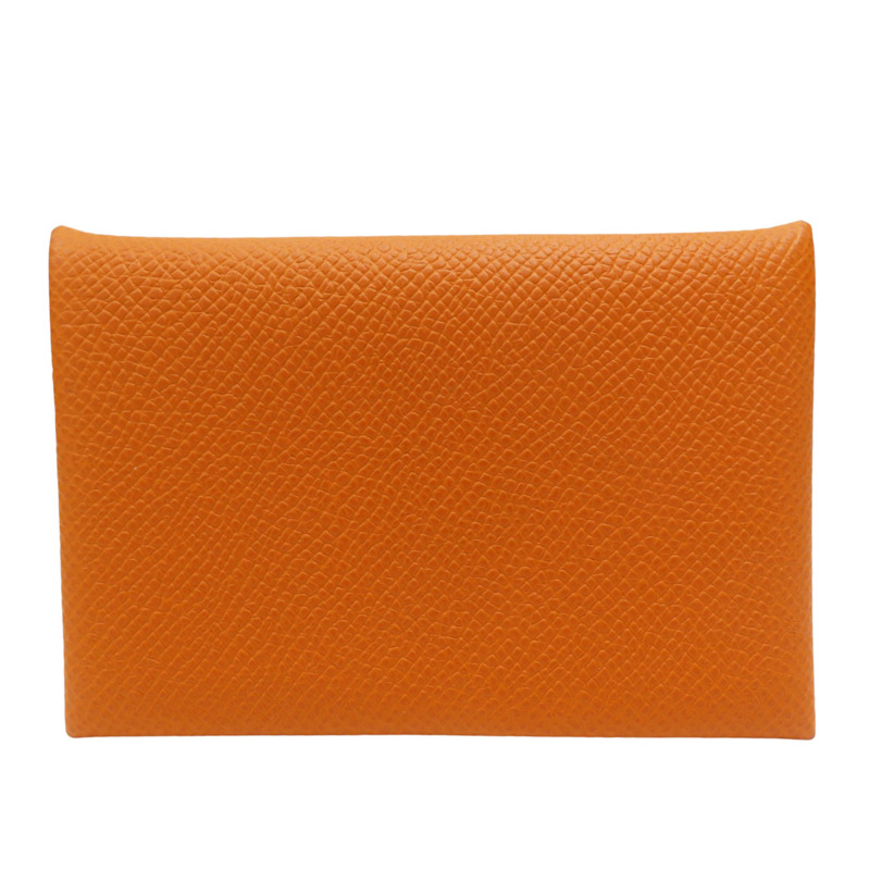 橘色 Epsom牛皮 Calvi Duo 扣式零錢包 B刻-1