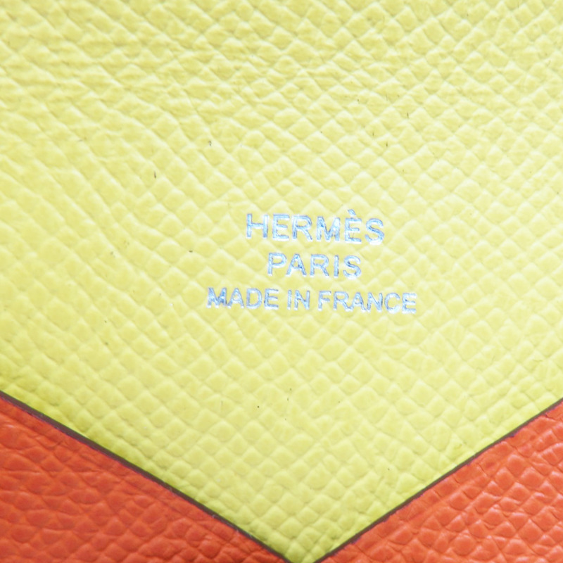 橘色 Epsom牛皮 Calvi Duo 扣式零錢包 B刻-7