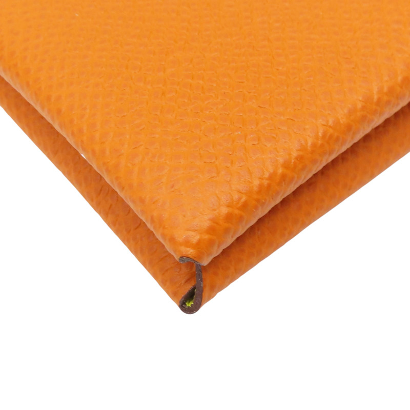 橘色 Epsom牛皮 Calvi Duo 扣式零錢包 B刻-9