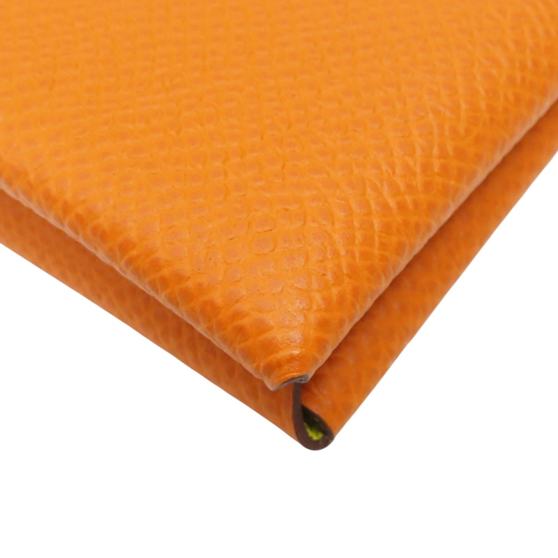 橘色 Epsom牛皮 Calvi Duo 扣式零錢包 B刻-10